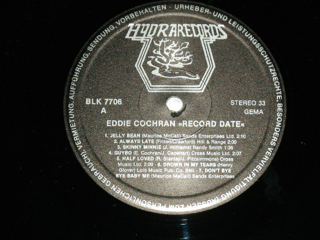 画像: EDDIE COCHRAN - RECORD DATE ( with POSTER : MINT-/MINT ) / 1988 GERMAN GERMANY  ORIGINAL Used LP 