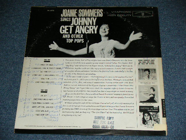 画像: JOANIE SOMMERS - JOHNNY GET ANGRY ( Ex/Ex++,Ex++ )  / 1963 US AMERICA ORIGINAL White Label PROMO MONO Used LP  