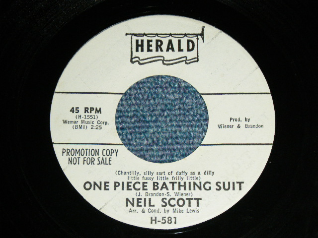 画像1: NEIL SCOTT - ONE PIECE BATHING SUIT/LITTLE GIRL   ( Ex++/Ex++) / 1963 US AMERICA ORIGINAL 'WHITE LABEL PROMO' Used  7" Single  