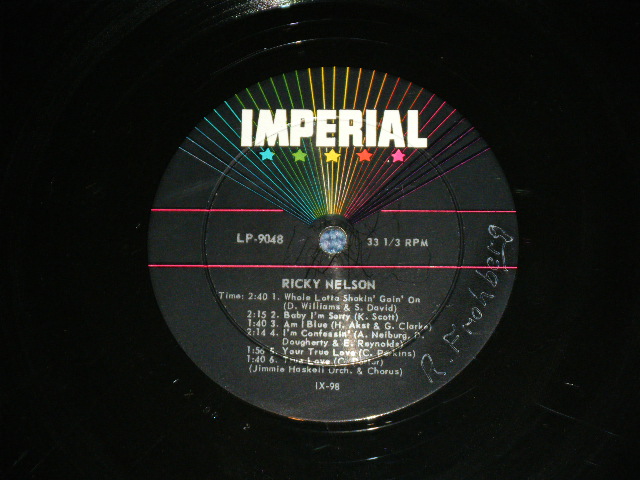 画像: RICKY NELSON - RICKY ( Debut Album from IMPERIAL : Black with STAR on TOP Label : Ex-/Ex++) / 1957 US AMERICA ORIGINAL MONO Used LP 