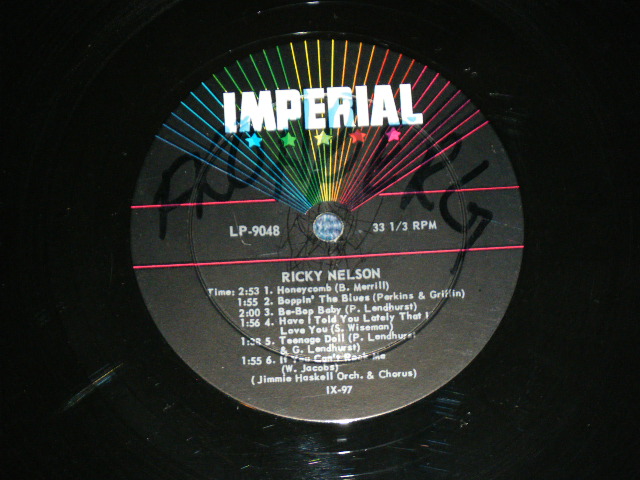 画像: RICKY NELSON - RICKY ( Debut Album from IMPERIAL : Black with STAR on TOP Label : Ex-/Ex++) / 1957 US AMERICA ORIGINAL MONO Used LP 