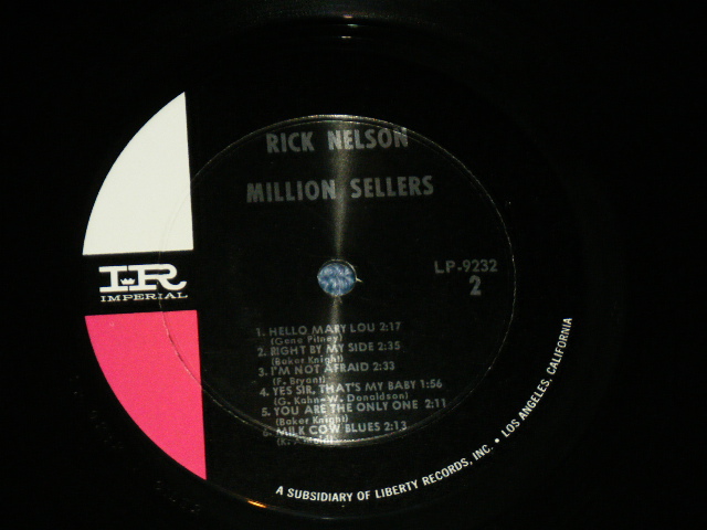 画像: RICKY NELSON - MILLION SELLERS ( 2nd Press 'BLACK with PINK&WHITE' Label : Ex++/Ex+++) / 1964 US 2nd Press Label MONO Used LP 