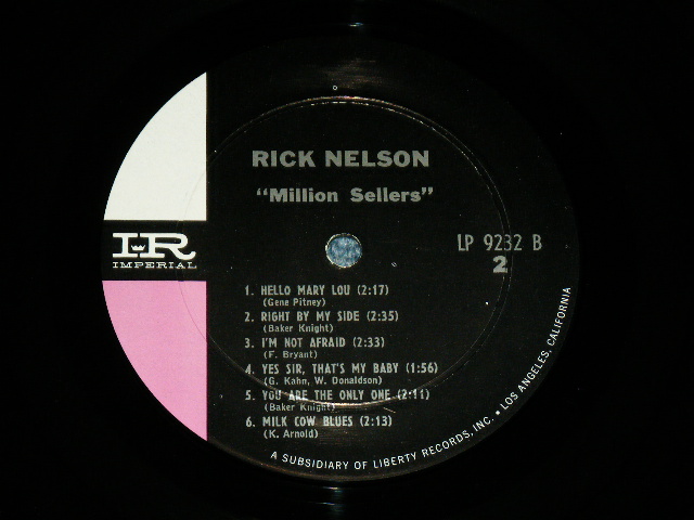 画像: RICKY NELSON - MILLION SELLERS ( 2nd Press 'BLACK with PINK&WHITE' Label : Ex+/Ex++) / 1964 US 2nd Press Label MONO Used LP 