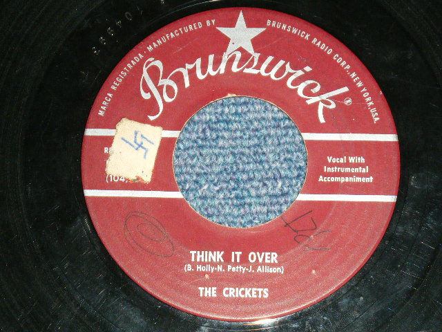 画像1: THE CRICKETS ( BUDDY HOLLY ) - THINK IT OVER ( Ex/Ex )  / 1958 US Original 7" Single 