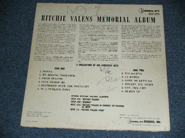 画像: RITCHIE VALENS - HIS GREATEST HITS ( WHITE COLOR COVER : VG++/VG+++ Looks:VG++  ) / 1963 US AMERICA ORIGINAL MONO Used  LP