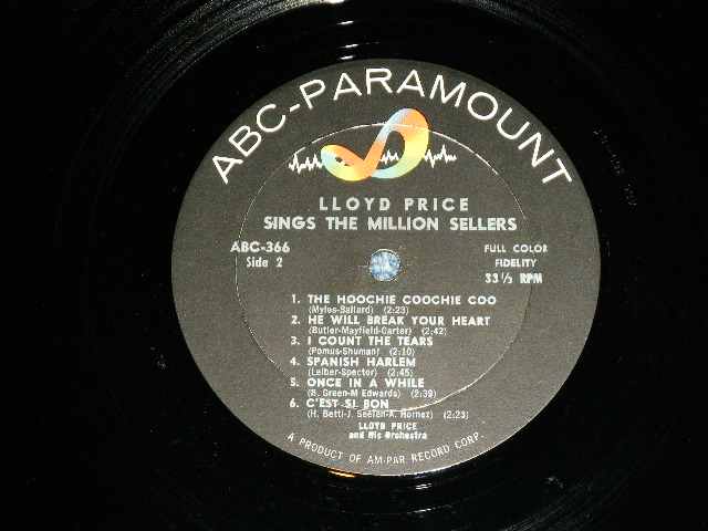 画像: LLOYD PRICE -  SINGS THE MILLION SELLERS   ( Ex+/Ex++ )  / 1961 US AMERICA ORIGINAL MONO Used LP 