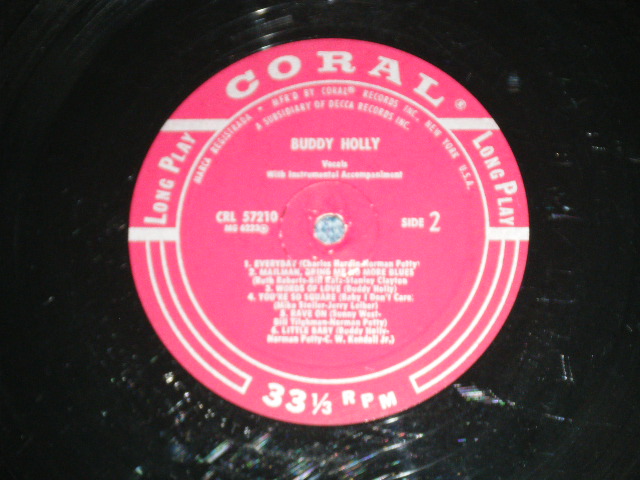画像: BUDDY HOLLY - BUDDY HOLLY( Ex-/Ex ) / 1958 US AMERICA ORIGINAL "MAROON Label" MONO Used  LP  