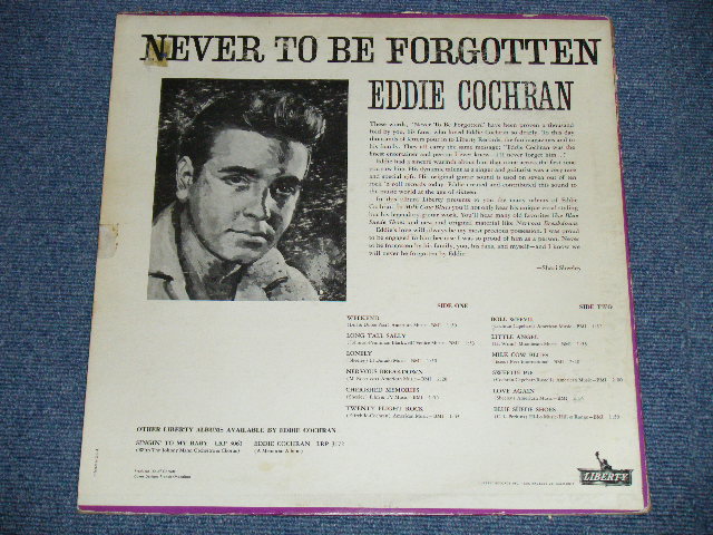 画像: EDDIE COCHRAN - NEVER TO BE FORGETTEN ( VG++/Ex- ) /1962 US ORIGINAL mono Used LP