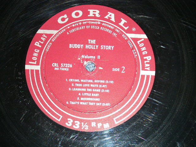 画像: BUDDY HOLLY  - The BUDDY HOLLY STORY vol.ii 2 ( Ex/Ex )  / 1959 US ORIGINAL "MAROON  LABEL" MONO  Used LP  