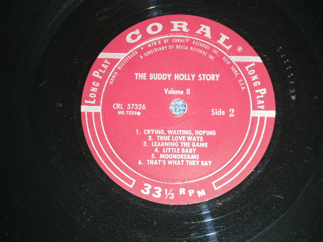 画像: BUDDY HOLLY  - The BUDDY HOLLY STORY vol.ii 2 ( Ex+/Ex++ )  / 1959 US ORIGINAL "MAROON  LABEL" MONO  Used LP  