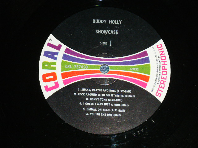 画像: BUDDY HOLLY  -  SHOWCASE  ( Ex/Ex++)  / 1964 US ORIGINAL "BLACK with COLOR BAR LABEL" STEREO  Used LP  