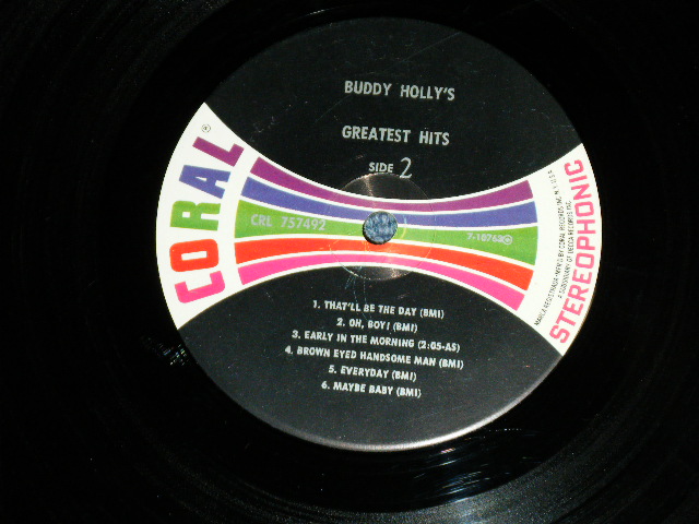 画像: BUDDY HOLLY - GREATEST HITS  ( Ex++/Ex+++ ) /  1967 US AMERICA ORIGINAL "MULI COLOR BAR on LABEL" STEREO Used  LP