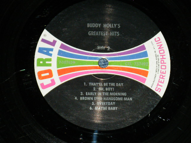 画像: BUDDY HOLLY - GREATEST HITS  ( Ex/Ex+ ) /  1967 US AMERICA ORIGINAL "MULI COLOR BAR on LABEL" STEREO Used  LP
