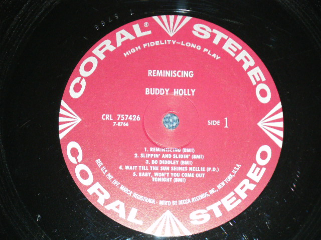 画像: BUDDY HOLLY - REMINISCING  ( FC:Ex-,BC:VG++/Ex+ ) /  1964 US AMERICA ORIGINAL "MAROON LABEL" STEREO Used  LP