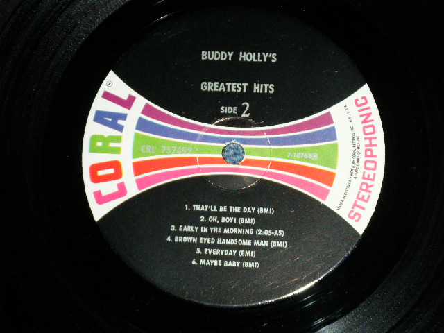画像: BUDDY HOLLY - GREATEST HITS  ( Ex+/Ex++ ) /  1967 US AMERICA ORIGINAL "MULI COLOR BAR on LABEL" STEREO Used  LP