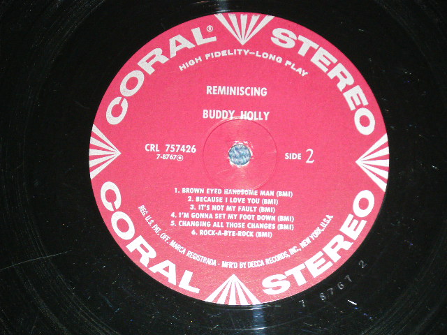 画像: BUDDY HOLLY - REMINISCING  ( FC:Ex-,BC:VG++/Ex+ ) /  1964 US AMERICA ORIGINAL "MAROON LABEL" STEREO Used  LP