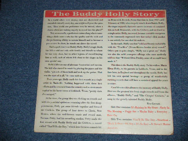 画像: BUDDY HOLLY  - The BUDDY HOLLY STORY ( VG++/Edx- Looks:VG+ )  / 1959 US ORIGINAL "1st press RED&BLACK Printed on Back Cover / MAROON  LABEL" MONO  Used LP  