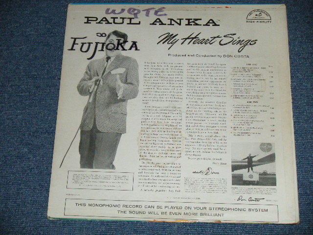 画像: PAUL ANKA - MY HEART SINGS ( FC:Ex++,BC:Ex-/Ex++   ) /  1959 US AMERICA ORIGINAL MONO Used LP