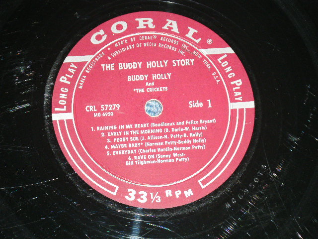 画像: BUDDY HOLLY  - The BUDDY HOLLY STORY ( Ex+/Ex- Looks: VG++ )  / 1959 US ORIGINAL "1st press RED&BLACK Printed on Back Cover / MAROON  LABEL" MONO  Used LP  