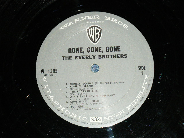 画像: The EVERLY BROTHERS - GONE GONE GONE (Ex+++/Ex+++ Looks:Ex++)  / 1965 US AMERICA ORIGINAL 2nd Press "GREY Label" MONO Used LP  