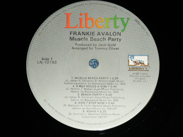 画像: FRANKIE AVALON - MUSCLE BEACH PARTY ( GARY USHER Works : Ex++/MINT- ) / 1980's US REISSUE "10 Tracks Version ) Used  LP  