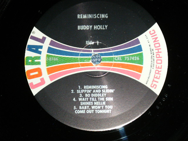 画像: BUDDY HOLLY - REMINISCING  ( Ex+++/MINT- ) /  1964? US AMERICA 2nd Press  "MULTI COLOR  LABEL" STEREO Used  LP