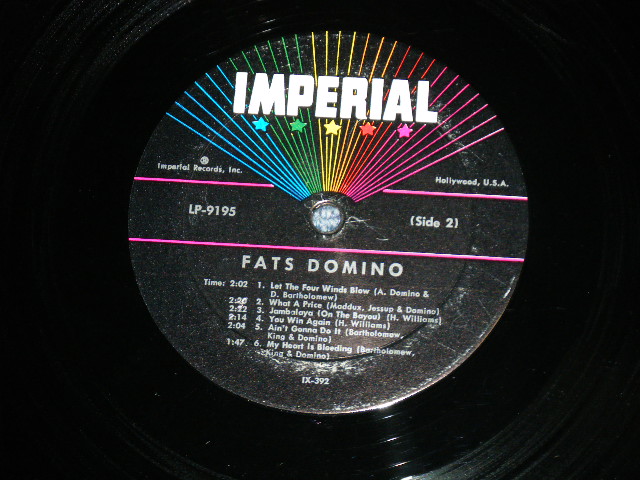 画像: FATS DOMINO - MILLION SELLERS BY FATS (Ex/Ex++)  / 1962 US AMERICA ORIGINAL "1st Press 5 STARS Label"  MONO Used  LP 