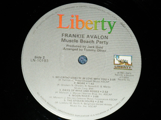 画像: FRANKIE AVALON - MUSCLE BEACH PARTY ( GARY USHER Works : Ex++/MINT- ) / 1980's US REISSUE "10 Tracks Version ) Used  LP  