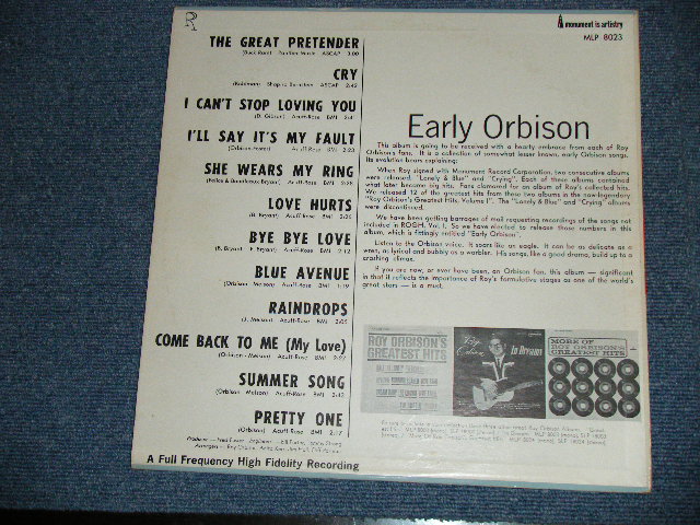 画像: ROY ORBISON - EARLY ORBISON  ( Ex++/Ex++ )  /  1964 US AMERICA ORIGINAL MONO  Used LP 