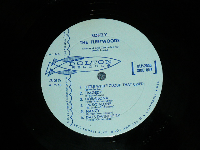 画像: THE FLEETWOODS -  SOFTLY  (Ex+/Ex++) / 1960 US ORIGINAL "1st Press LIGHT BLUE Label"  MONO Used  LP