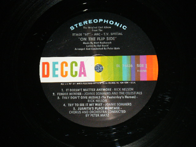 画像: lRICK  RICKY NELSON and JOANIE SOMMERS - Original Cast Album "ON THE FLIP SIDE"  ( Ex+/Ex+++) / 1967 US AMERICA ORIGINAL STEREO   Used LP 