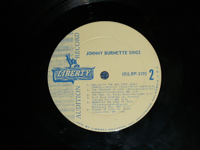 画像: JOHNNY BURNETTE - JOHNNY BURNETTE SINGS ( Ex++/VG+++)  /1961 US AMERICA ORIGINAL " AUDITION LABEL PROMO"  MONO Used LP  