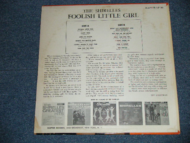 画像: THE SHIRELLES - FOOLISH LITTLE GIRL ( Ex++,Ex+/Ex- Looks:VG++ ) / 1963 US AMERICA ORIGINAL  "1st PRESS Label" MONO Used LP  
