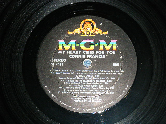画像: CONNIE FRANCIS -  MY HEART CRIES FOR YOU (Ex++,Ex/Ex+++)   / 1967 US AMERICA ORIGINAL STEREO  Used LP 