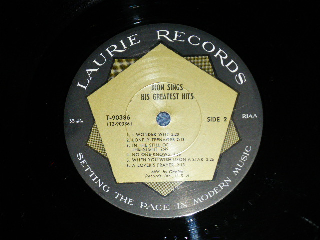 画像: DION - SINGS HIS GREATEST HITS : CAPITOL Record Club Released (Ex++/Ex) /  1967? US AMERICA "Record Club Issued" MONO Used LP