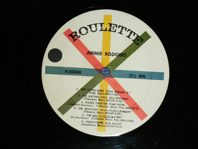画像: JIMMIE RODGERS - JIMMIE RODGERS  ( Ex+/Ex++ ) / 1957 US AMERICA ORIGINAL 2nd  Press "WHITE Label"  MONO Used  LP  