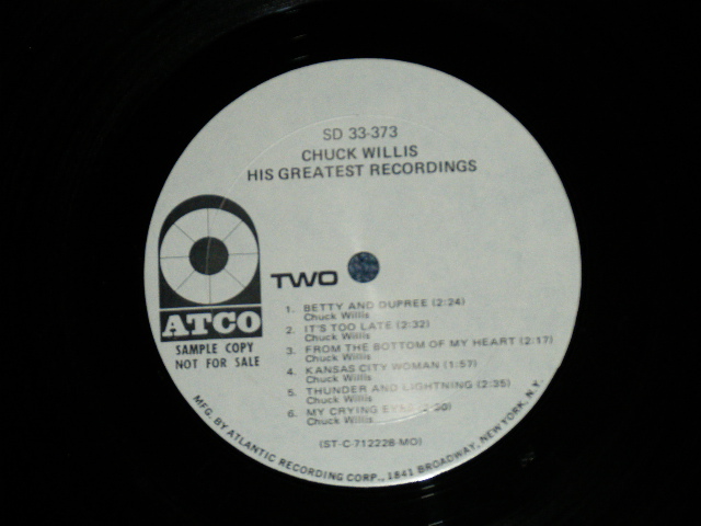 画像: CHUCK WILLIS - HIS GREATEST RECORDINGS ( Ex+/MINT-)  / 1971 US AMERICA "WHITE LABEL RPMO" Used LP