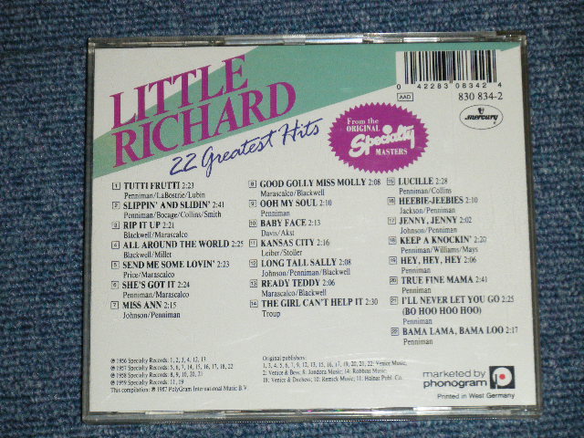 画像: LITTLE RICHARD -  22 GREATEST HITS ( MINT-/MINT  /  1987  WEST-GERMANY GERMAN Used CD 