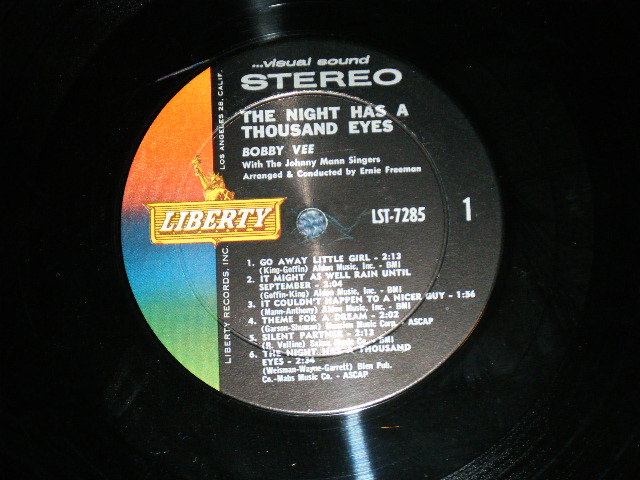 画像: BOBBY VEE - THE NIGHT HAS A THOUSAND EYES ( Ex+/Ex++ A-3:Ex )  / 1963  US AMERICA ORIGINAL STEREO Used  LP 