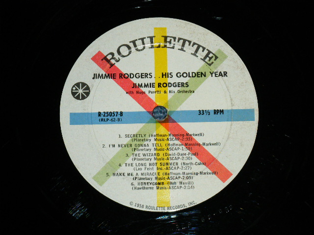 画像: JIMMIE RODGERS -  HIS GOLDEN YEARS ( Ex-,Ex+/Ex+ ) / 1959 US AMERICA ORIGINAL 1st  Press "WHITE Label"  MONO Used  LP  