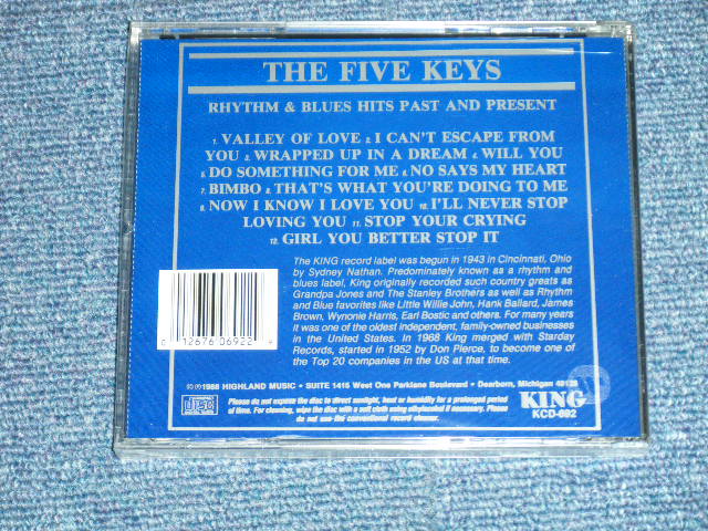 画像: The FIVE KEYS - RHYTHM & BLUES HITS ( SEALED )  / 1988 US AMERICA ORIGINAL "BRAND NEW SEALED" CD 