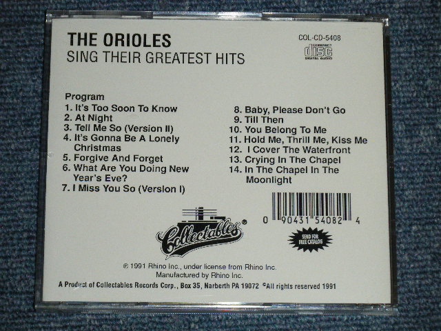 画像: THE ORIOLES -  SING THEIR GREATEST HITS ( NEW)  / 1991 US AMERICA "BRAND NEW"  CD 