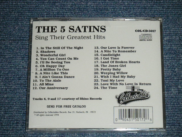 画像: THE FIVE 5 SATINS - SING THEIR GREATEST HITS  ( SEALED )  / 1994 US AMERICA  ORIGINAL "BRAND NEW SEALED" CD