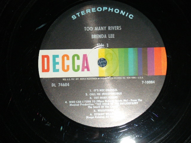 画像: BRENDA LEE - TWO MANY RIVERS ( MINT-/Ex++) / 1965 US AMERICA ORIGINAL "STEREO" Used   LP 