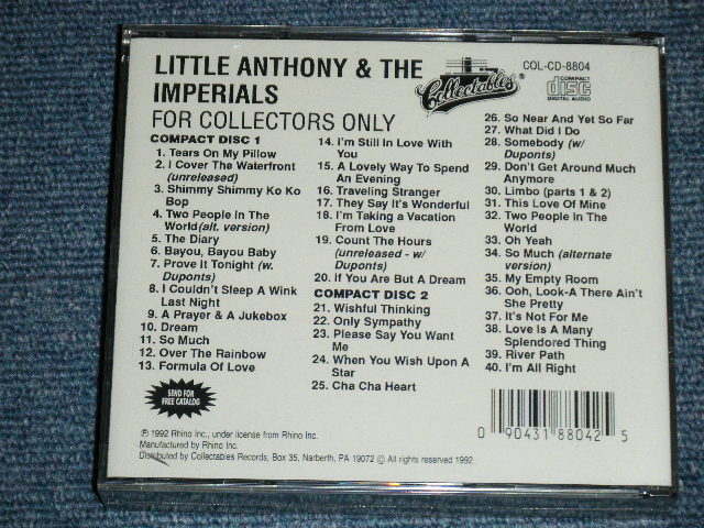 画像: LITTLE ANTHONY and The IMPERIALS  -  FOR COLLECTOR'S ONLY ( SEALED)  / 1992 US AMERICA ORIGINAL "BRAND NEW SEALED" 2-CD'S Set 