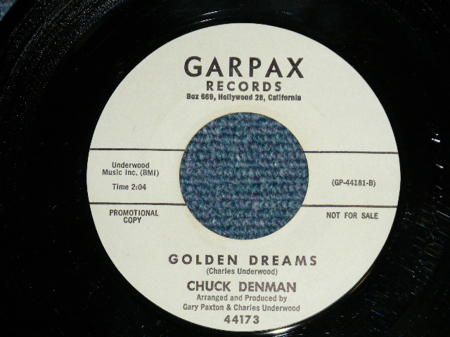 画像: CHUCK DENMAN - THE FOOL : GOLDEN DREAMS   ( Ex++/Ex++ )  / 1962 US AMERICA Original "WHITE LABEL PROMO" Used 7" Single 