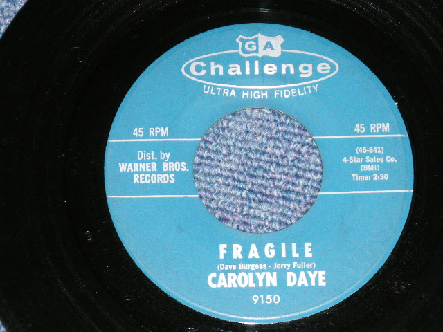 画像1: CAROLYN DAYE - FRAGILE : ALONE AT THE PROM (Ex+++/Ex+++ )  / 1962 US AMERICA ORIGINAL Used 7" SINGLE  