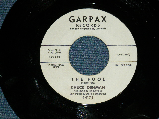 画像1: CHUCK DENMAN - THE FOOL : GOLDEN DREAMS   ( Ex++/Ex++ )  / 1962 US AMERICA Original "WHITE LABEL PROMO" Used 7" Single 