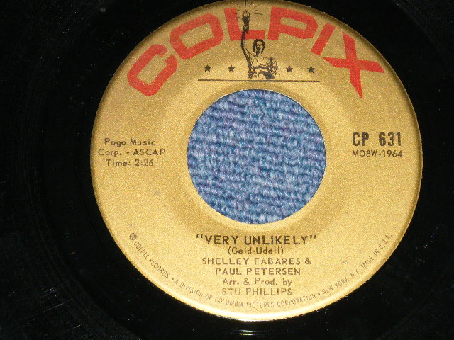 画像: SHELLEY FABARES & PAUL PETERSEN - WHAT DID THEY DO BEFORE ROCK 'N ROLL : VERY UNLIKELY ( Ex+/Ex+ )  / 1962 US AMERICA ORIGINAL Used 7" SINGLE 