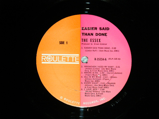 画像: THE ESSEX - FASTER SAID THAN DONE : 1st DEBUT ALBUM  ( Ex++/MINT- ) / 1963 US AMERICA ORIGINAL 1st Press "ORANGE & PINK Label" MONO Used LP  